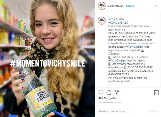 : Concurso en Instagram de Vichy Catalán durante la crisis del coronavirus.